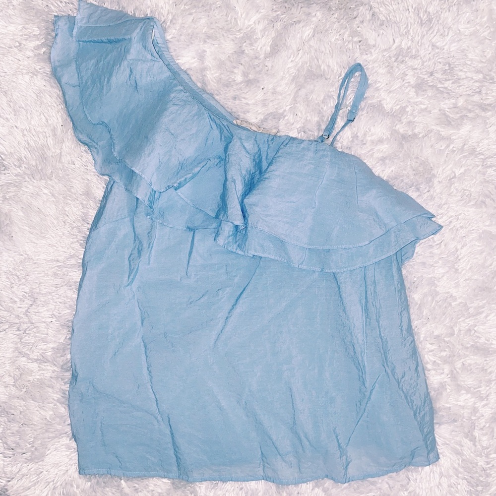 Baby blue one shoulder top